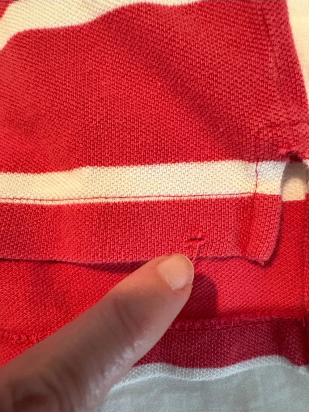 Ralph Lauren Boys’ Coral Red and White Striped Polo Shirt w Blue Horse Size 7
